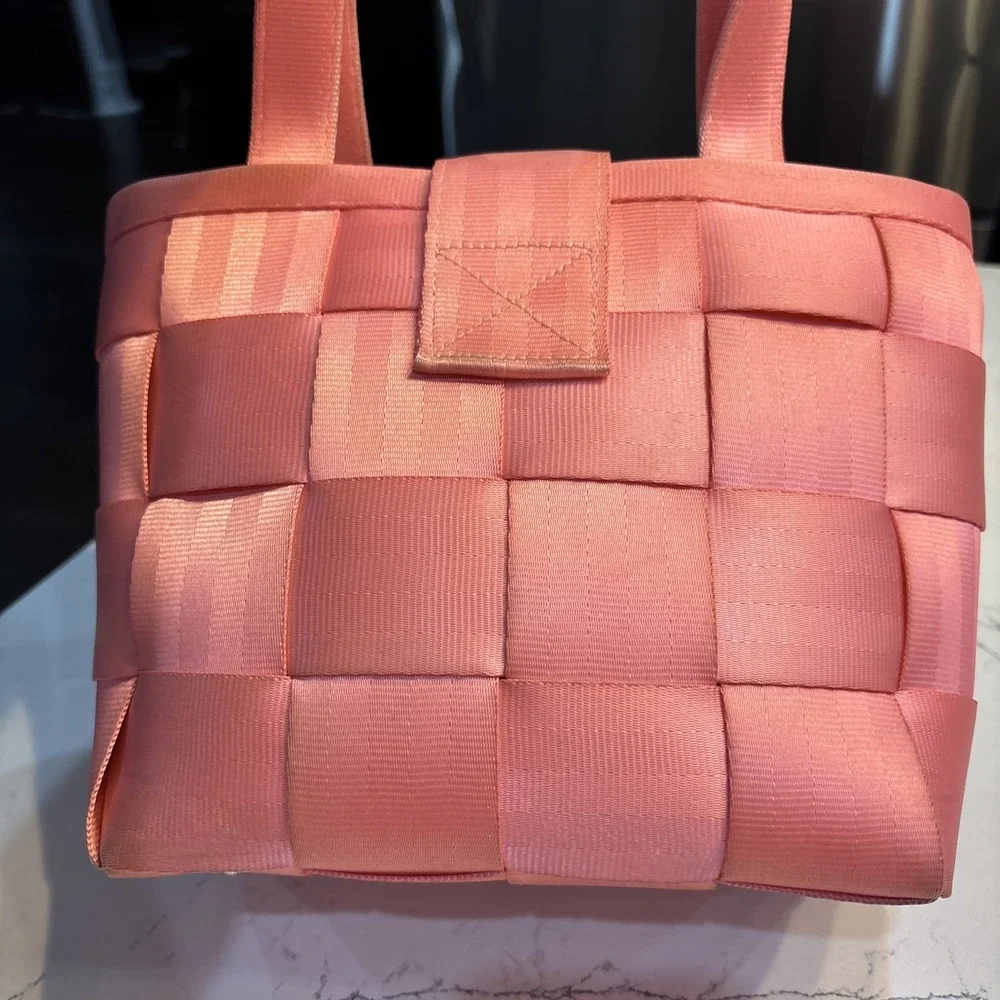 Harveys Seatbelt Bag Pink Woven Tote Handbag Shoulder Purse Medium